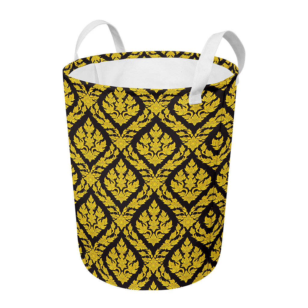 Ethnic Thai Pattern Print Round Laundry Basket
