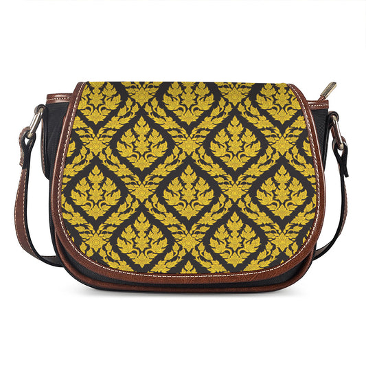 Ethnic Thai Pattern Print Saddle Bag