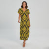 Ethnic Thai Pattern Print Short Sleeve Maxi Dress