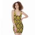 Ethnic Thai Pattern Print Sleeveless Bodycon Dress