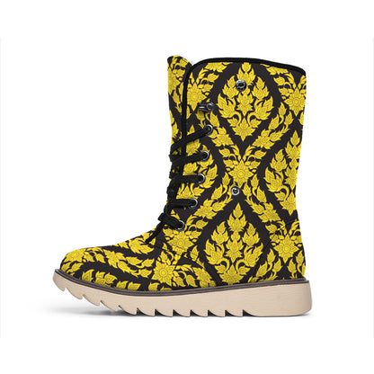 Ethnic Thai Pattern Print Winter Boots