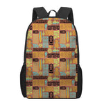 Ethnic Tiki Pattern Print 17 Inch Backpack