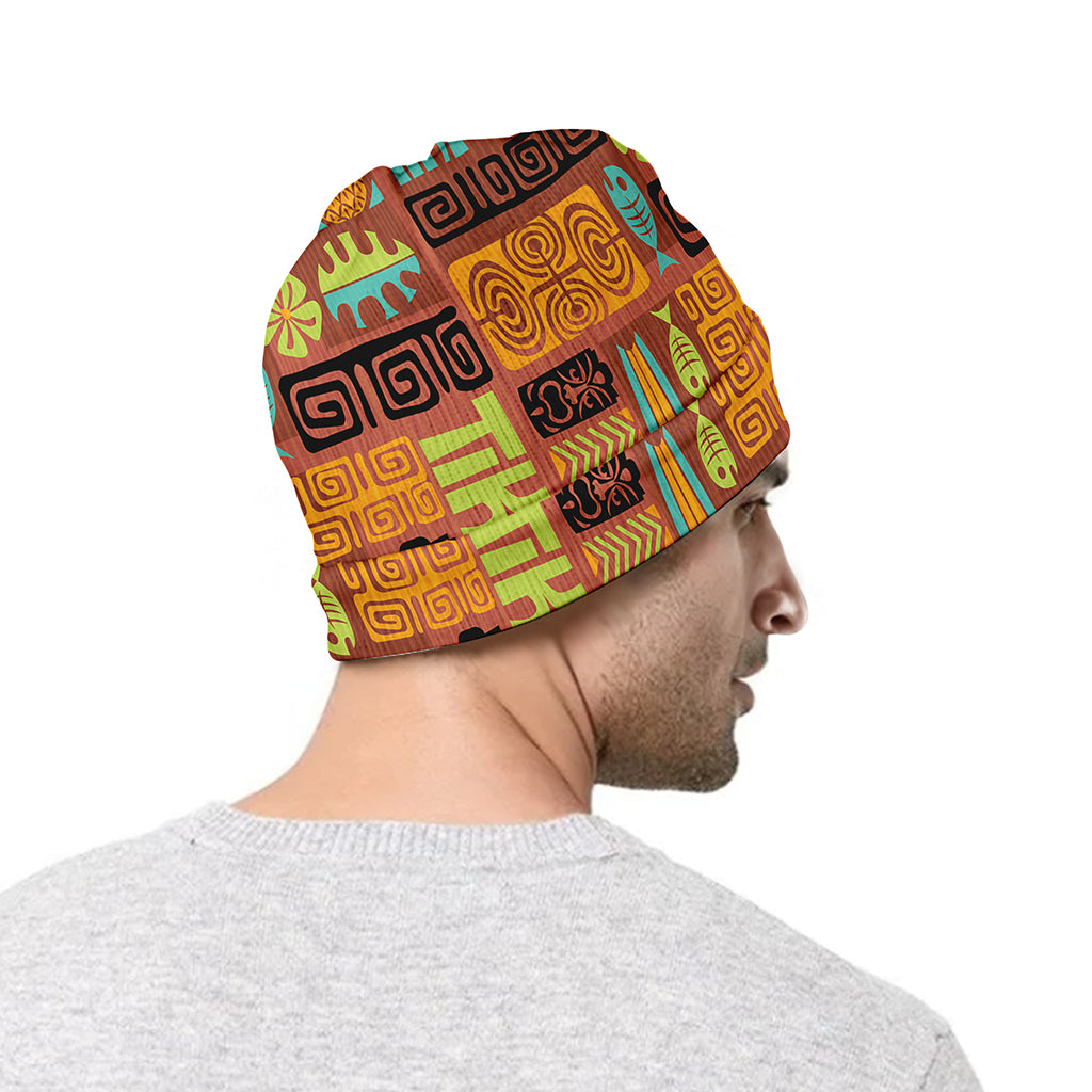 Ethnic Tiki Pattern Print Beanie