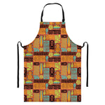 Ethnic Tiki Pattern Print Bib Apron With Pocket