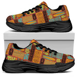 Ethnic Tiki Pattern Print Black Chunky Shoes