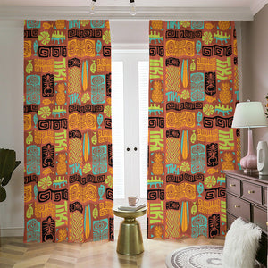 Ethnic Tiki Pattern Print Blackout Pencil Pleat Curtains