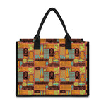 Ethnic Tiki Pattern Print Canvas Tote Bag