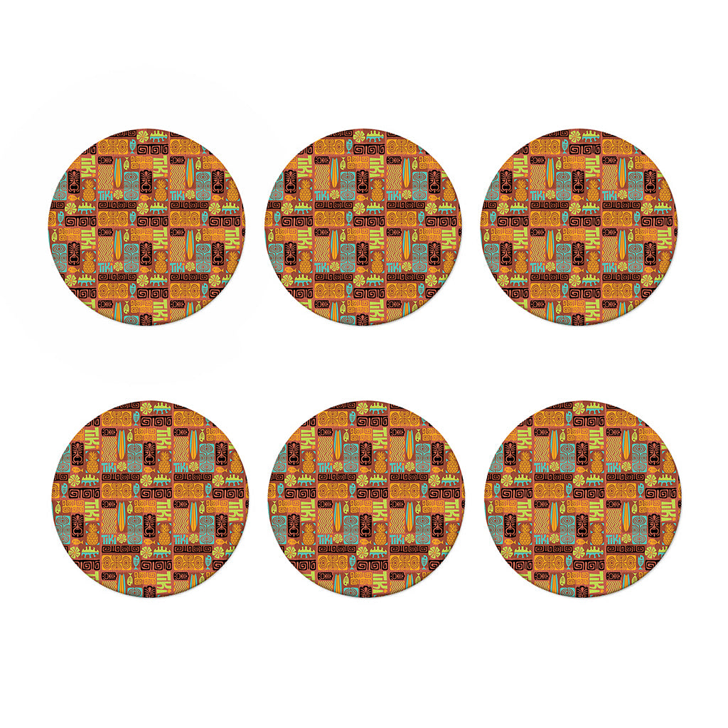 Ethnic Tiki Pattern Print Coaster Set