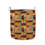 Ethnic Tiki Pattern Print Collapsible Laundry Basket