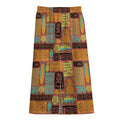 Ethnic Tiki Pattern Print Cotton Front Slit Maxi Skirt