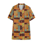 Ethnic Tiki Pattern Print Cotton Hawaiian Shirt