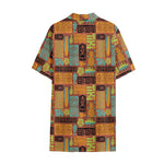 Ethnic Tiki Pattern Print Cotton Hawaiian Shirt
