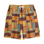 Ethnic Tiki Pattern Print Cotton Shorts