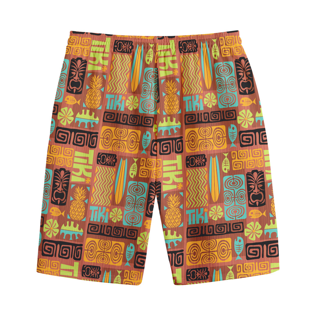 Ethnic Tiki Pattern Print Cotton Shorts
