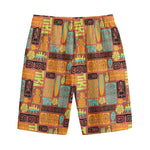 Ethnic Tiki Pattern Print Cotton Shorts