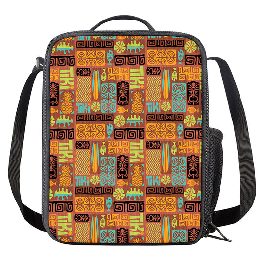 Ethnic Tiki Pattern Print Crossbody Lunch Bag