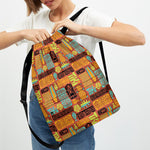 Ethnic Tiki Pattern Print Drawstring Backpack