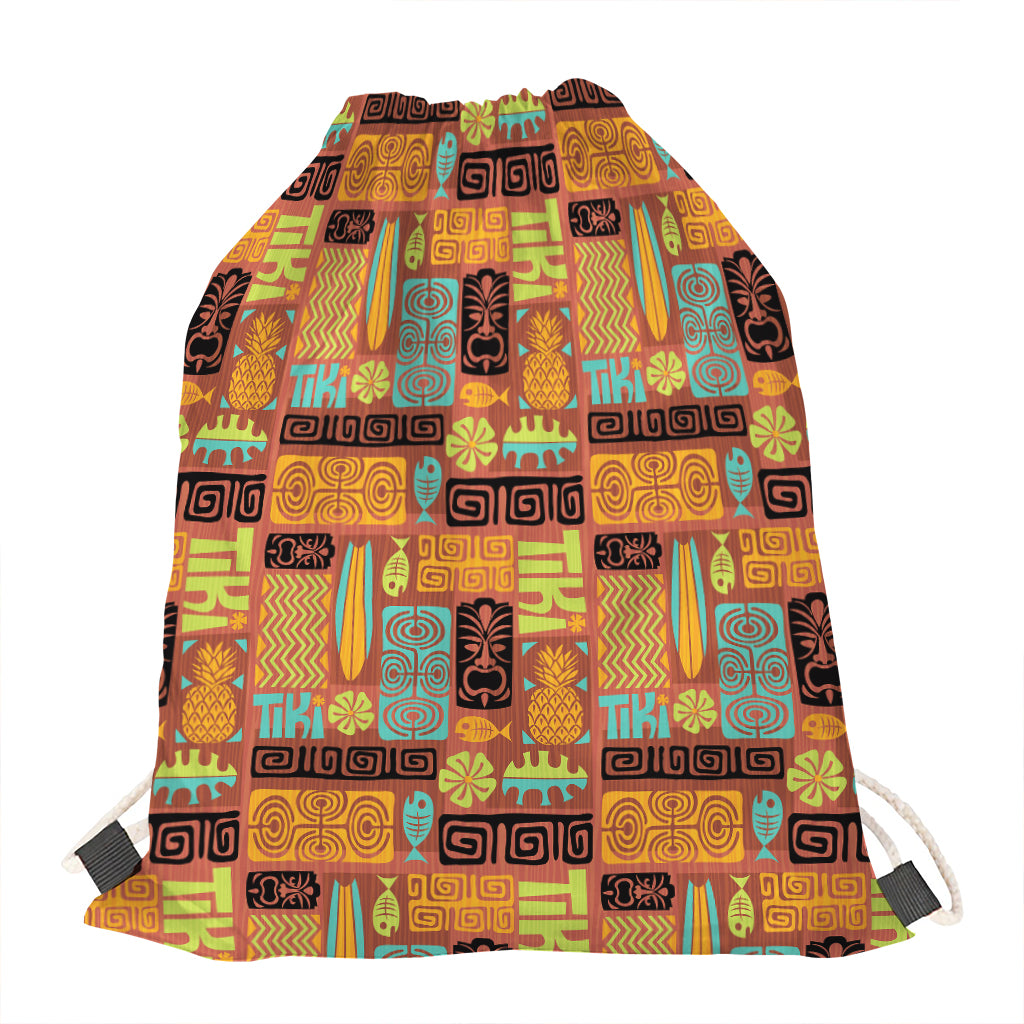 Ethnic Tiki Pattern Print Drawstring Bag