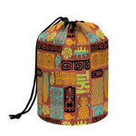 Ethnic Tiki Pattern Print Drawstring Makeup Bag