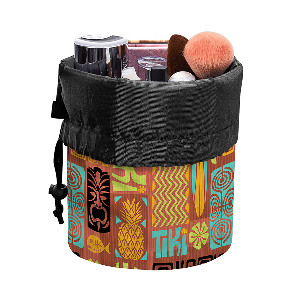 Ethnic Tiki Pattern Print Drawstring Makeup Bag