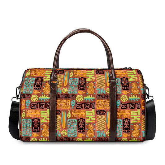 Ethnic Tiki Pattern Print Duffle Bag