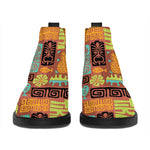Ethnic Tiki Pattern Print Flat Ankle Boots