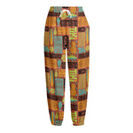 Ethnic Tiki Pattern Print Fleece Lined Knit Pants