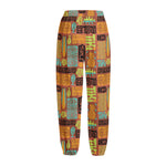 Ethnic Tiki Pattern Print Fleece Lined Knit Pants