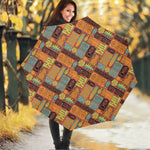 Ethnic Tiki Pattern Print Foldable Umbrella