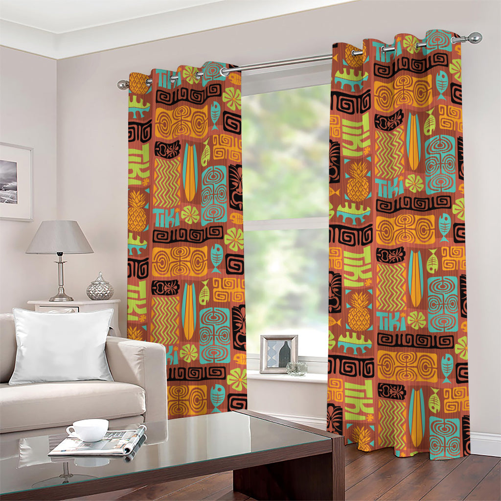 Ethnic Tiki Pattern Print Grommet Curtains