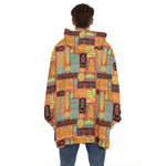 Ethnic Tiki Pattern Print Hoodie Blanket
