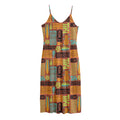 Ethnic Tiki Pattern Print Jersey Midi Cami Dress