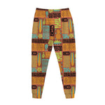 Ethnic Tiki Pattern Print Jogger Pants