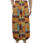 Ethnic Tiki Pattern Print Lantern Pants