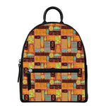 Ethnic Tiki Pattern Print Leather Backpack