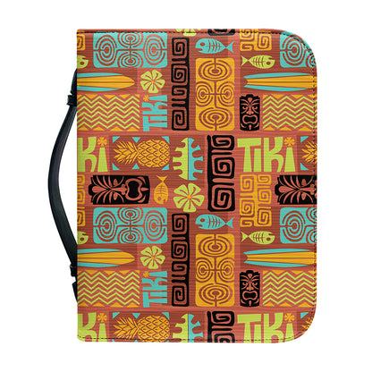 Ethnic Tiki Pattern Print Leather Bible Cover