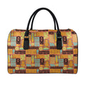 Ethnic Tiki Pattern Print Leather Duffel Bag