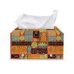 Ethnic Tiki Pattern Print Leather Tissue Box Cover