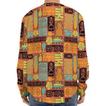 Ethnic Tiki Pattern Print Long Sleeve Baseball Jersey
