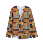 Ethnic Tiki Pattern Print Long Sleeve Short Coat