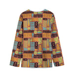 Ethnic Tiki Pattern Print Long Sleeve Short Coat