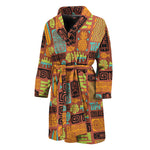 Ethnic Tiki Pattern Print Men's Bathrobe