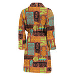 Ethnic Tiki Pattern Print Men's Bathrobe