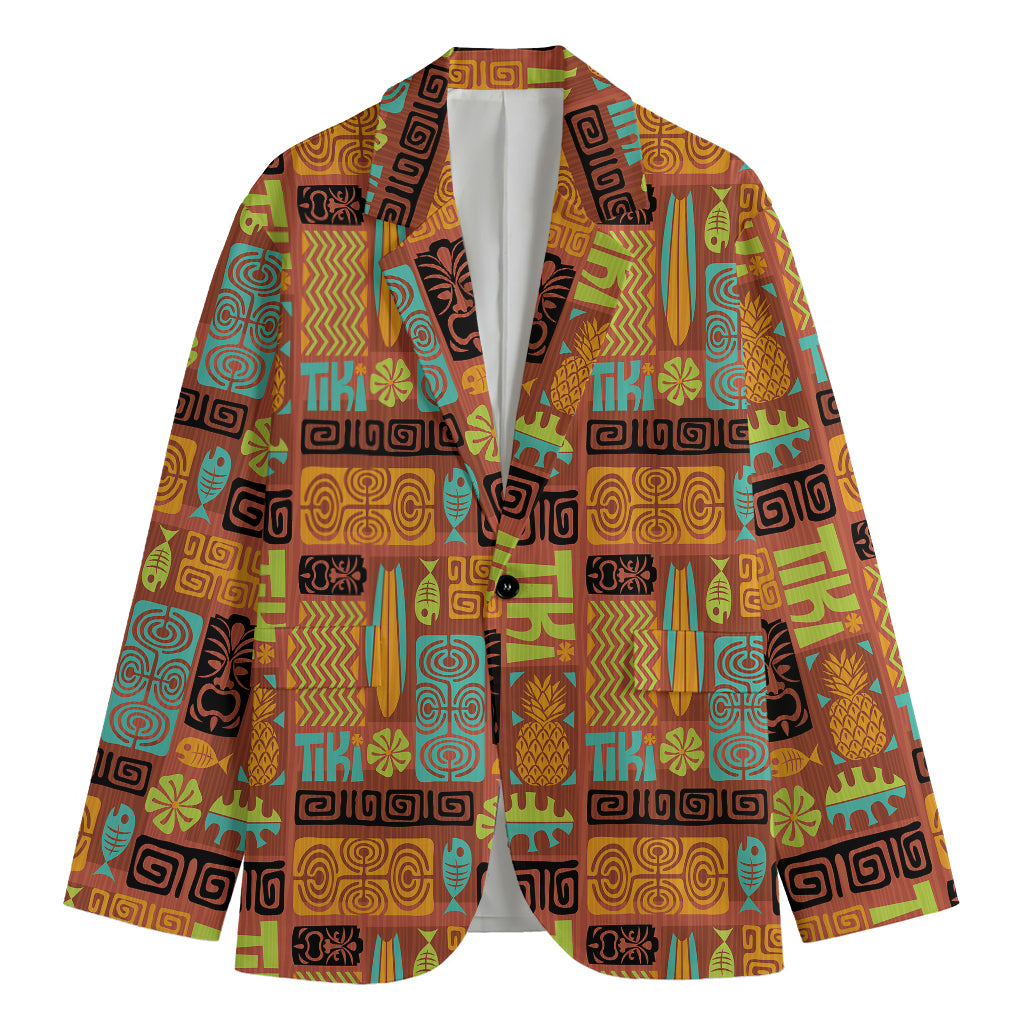 Ethnic Tiki Pattern Print Men's Blazer