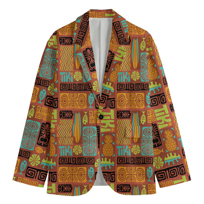 Ethnic Tiki Pattern Print Men's Blazer