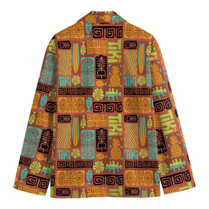 Ethnic Tiki Pattern Print Men's Blazer
