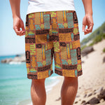 Ethnic Tiki Pattern Print Men's Cargo Shorts