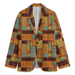 Ethnic Tiki Pattern Print Men's Cotton Blazer