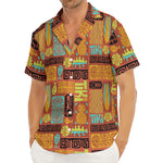 Ethnic Tiki Pattern Print Men's Deep V-Neck Shirt