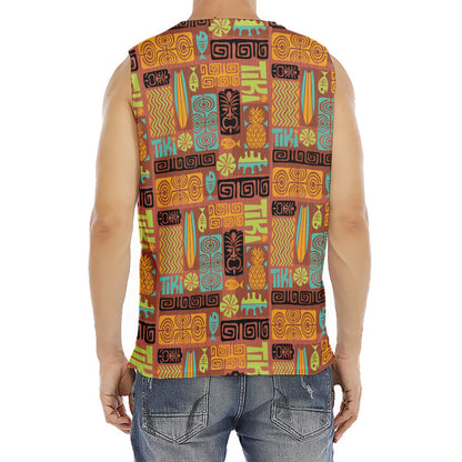 Ethnic Tiki Pattern Print Men's Fitness Tank Top